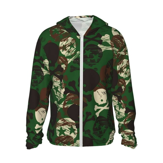 Gaeub Camouflage Skull Men's and Women's UPF 50+ Long-Sleeved Sun Protection Clothing, Fishing Shirt Long Sleeve Zip - XX-Large