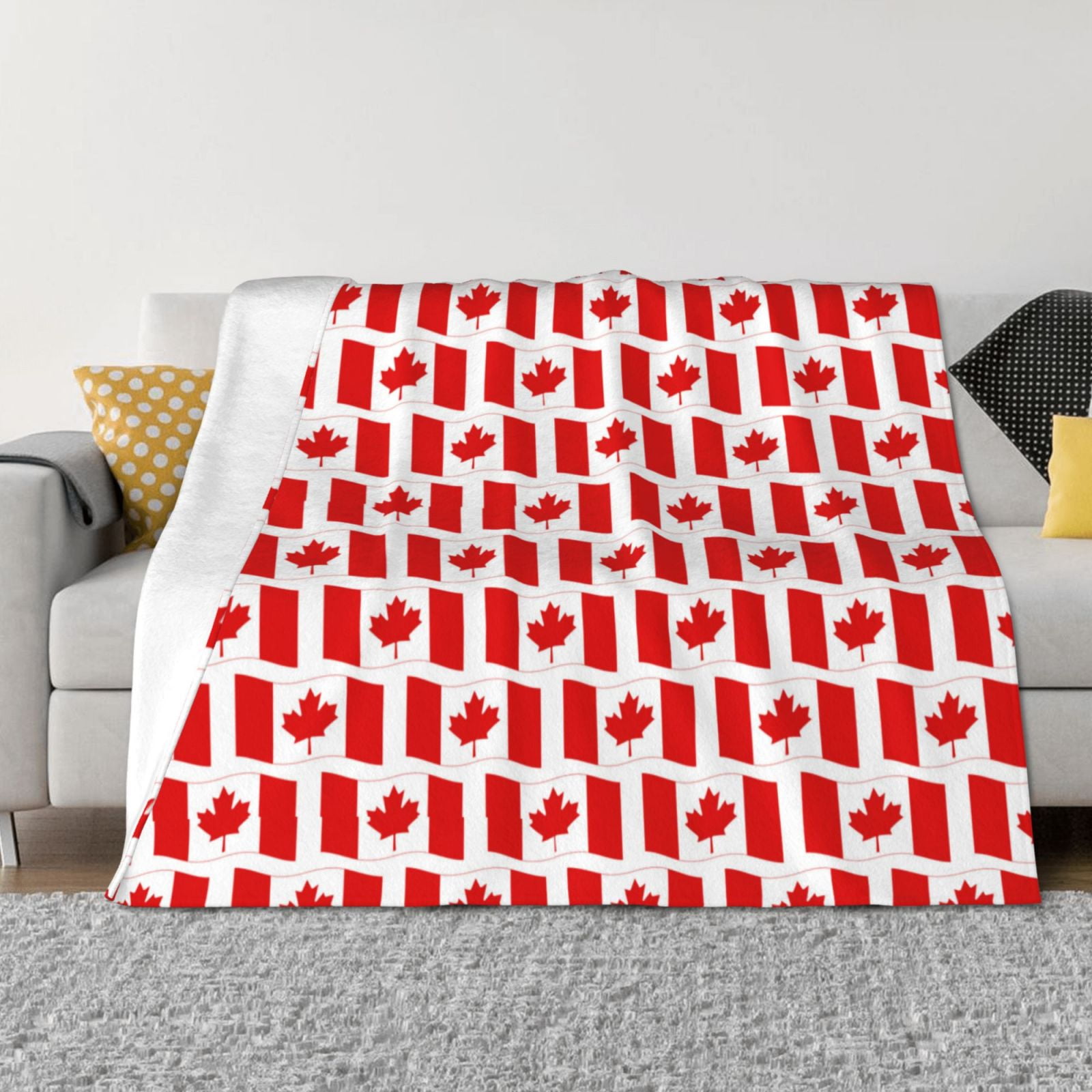 Gaeub Canada Printed Flannel Throw Blanket,Plush Throw,Fuzzy Bed