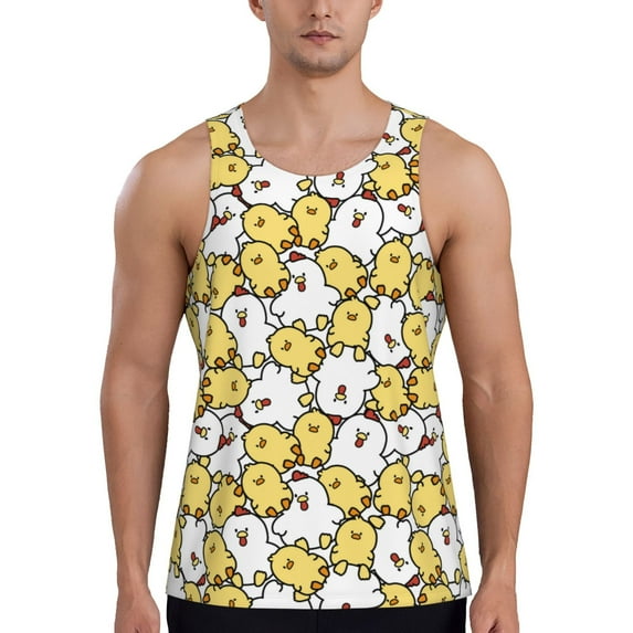 Gaeub Cartoon Chicken Men's Athletic Tank Top, Workout Sleeveless Shirts, Running Tank Tops for Gym, Running, Training - Small