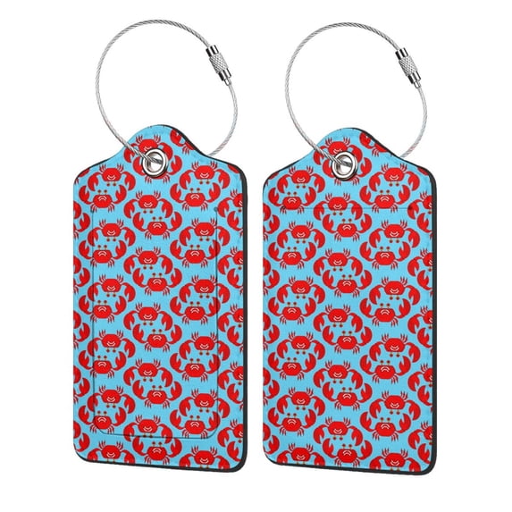 Gaeub Cartoon Crabs Print Luggage Tag for Suitcase, Travel Leather Bag Tags Identifiers Privacy Cover ID Label with Durable Steel Loop for Women Men Kids Girls Travel-1