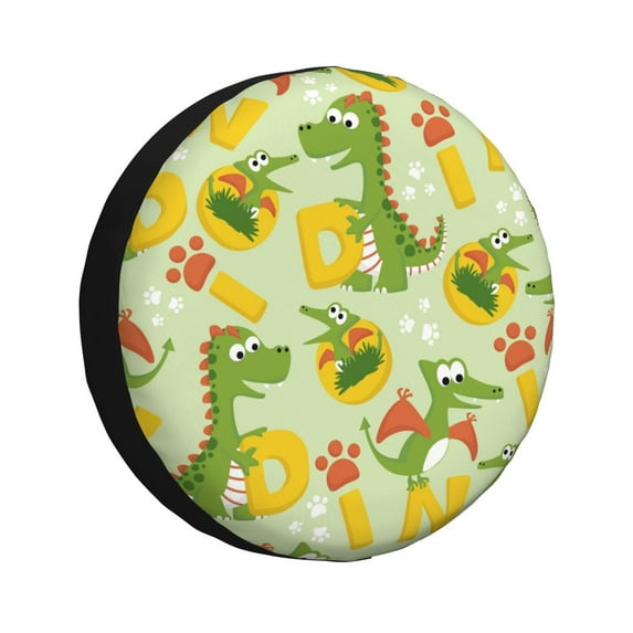 Gaeub Cartoon Dinosaurs 14-17in Tire Cover, Spare Tire Cover, for Camper Caravan, Trailer, Car, Truck, SUV, Jeep - 15 inch