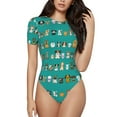 thumbnail image 1 of Gaeub Cartoon Dogs Women'S Short Sleeve One Piece Swimsuit Sexy High-Waisted Bodysuit For Swimming, Beach, Sports - X-Large, 1 of 9