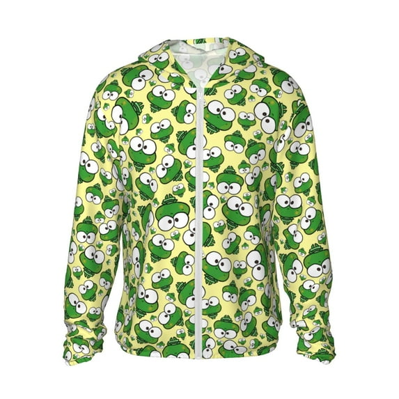 Gaeub Cartoon Frogs Men's and Women's UPF 50+ Long-Sleeved Sun Protection Clothing, Fishing Shirt Long Sleeve Zip-Large