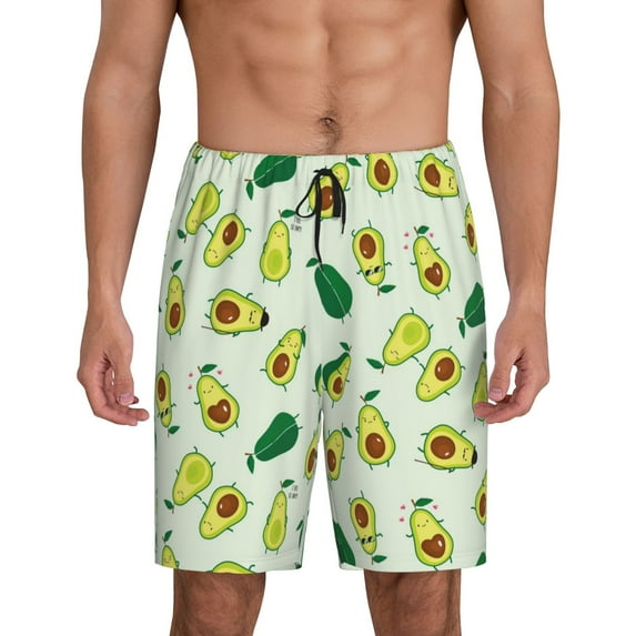 Gaeub Cartoon Fruit Printed Men's Short Pajama Pants, Lightweight Lounge & Sleep Bottoms Keep You Cool - Small