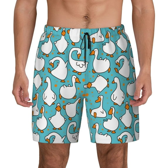 Gaeub Cartoon Funny Goose Mens Swim Trunks Stretch Beach Shorts Quick Dry for Men Swim Shorts Swimwear with Pockets- X-Large