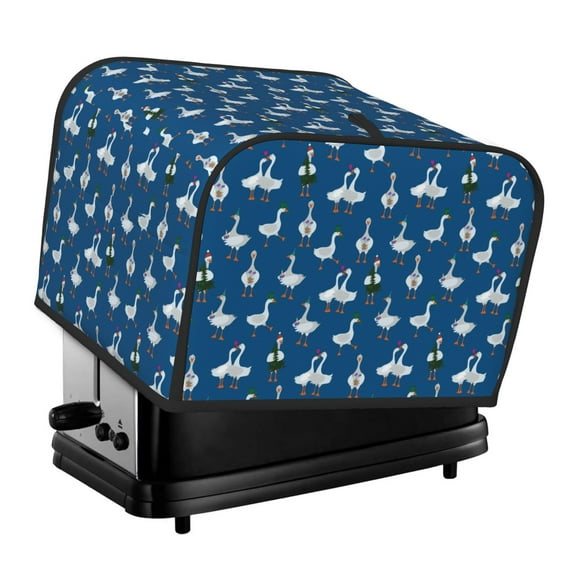 Gaeub Cartoon Geese With Xmas Print 4 Slice Toaster Cover,Bread Machine Cover,Dustproof Fingerprint Protectors and Greasy Protection Anti-sputtering