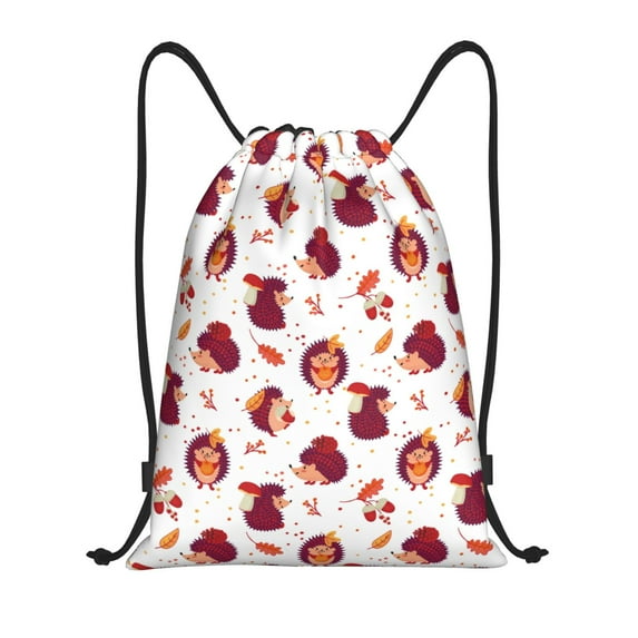Gaeub Cartoon Hedgehogs Drawstring Backpack Bag Sport Gym Sackpack Heavy Duty String Backpack for Men Women-Small