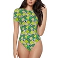 thumbnail image 1 of Gaeub Cartoon Koala Bear And Leaf Women'S Short Sleeve One Piece Swimsuit Sexy High-Waisted Bodysuit For Swimming, Beach, Sports - Large, 1 of 9