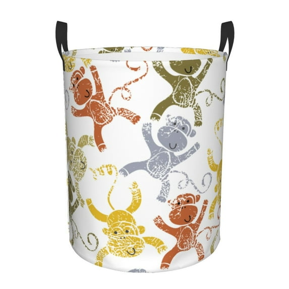 Gaeub Cartoon Monkey Dirty Clothes Storage Basket, Toy Storage Bin for Storing Clothing, Diapers, Toys - Small
