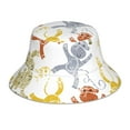 thumbnail image 1 of Gaeub Cartoon Monkey Printed Double Sided Reflective Bucket Hat Foldable Sun Hat for Camping Hiking Fishing, 1 of 9