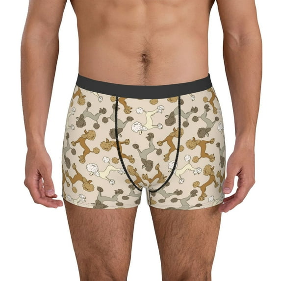 Gaeub Cartoon Poodle Dog Print Men's Boxer Briefs,Super Fit Boxer Briefs for Men,Quick-Dry Underwear with 4-Way Stretch-Large