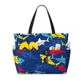 thumbnail image 1 of Gaeub Cartoon Shark Beach Travel Bag, Multi-Pocket Beach Bag, Summer Vacation Bag, Beach Essentials Tote, 1 of 7