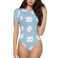 thumbnail image 1 of Gaeub Cartoon Sushi Women'S Short Sleeve One Piece Swimsuit Sexy High-Waisted Bodysuit For Swimming, Beach, Sports - Small, 1 of 9