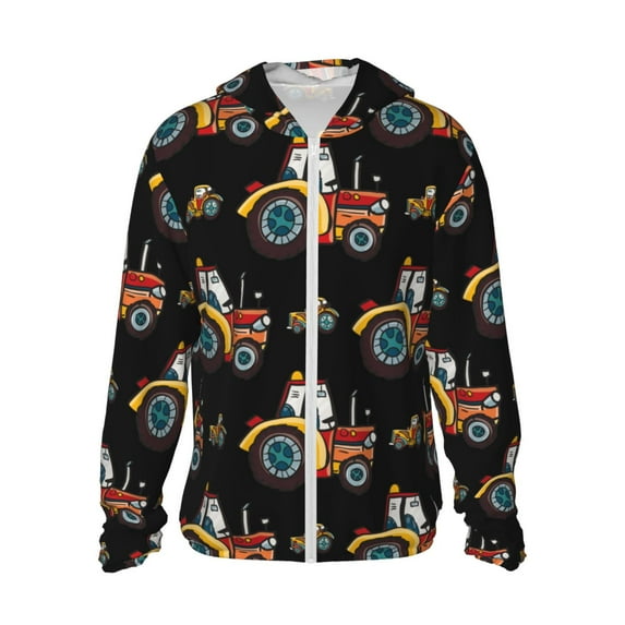 Gaeub Cartoon Tractor Men's and Women's UPF 50+ Long-Sleeved Sun Protection Clothing, Fishing Shirt Long Sleeve Zip - XX-Large