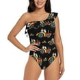 thumbnail image 1 of Gaeub Cartoon Tractor Women's One Shoulder Ruffle Tummy Control Swimwear for Swimming Surfing Beach Party - Small, 1 of 8