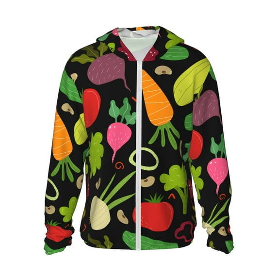 Gaeub Cartoon Vegetables Men's and Women's UPF 50+ Long-Sleeved Sun Protection Clothing, Fishing Shirt Long Sleeve Zip - Medium
