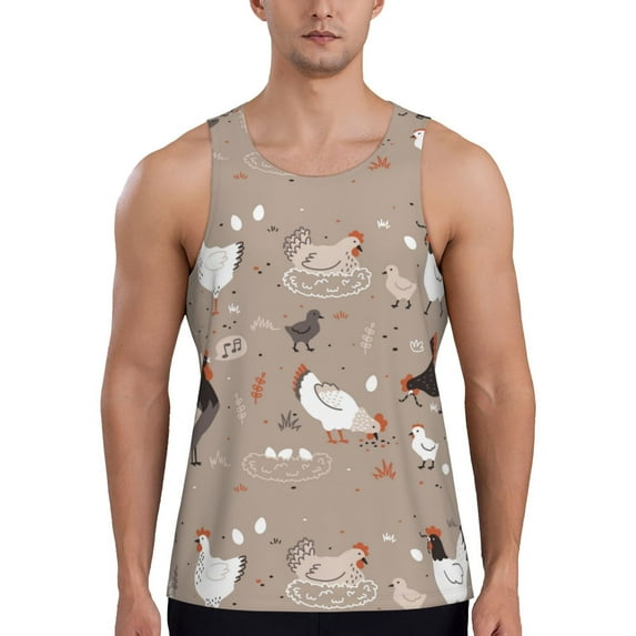 Gaeub Chicken Men's Athletic Tank Top, Workout Sleeveless Shirts, Running Tank Tops for Gym, Running, Training - X-Large