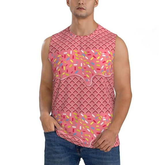 Gaeub Chocolate with Flowing Cream Men's Sleeveless Muscle Shirts Workout Tank Tops, Odor Protection and Comfortable - Large