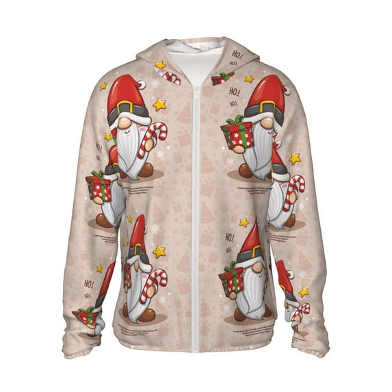 Gaeub Christmas Gnome star Men's and Women's UPF 50+ Long-Sleeved Sun Protection Clothing, Fishing Shirt Long Sleeve Zip-Large