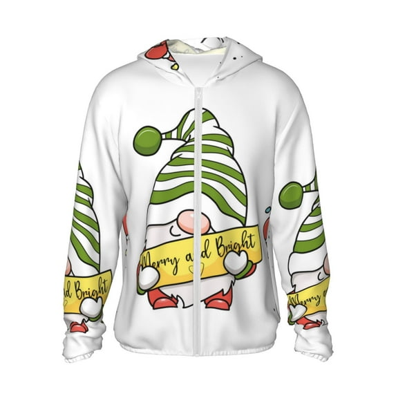 Gaeub Christmas Gnomes Men's and Women's UPF 50+ Long-Sleeved Sun Protection Clothing, Fishing Shirt Long Sleeve Zip-X-Large
