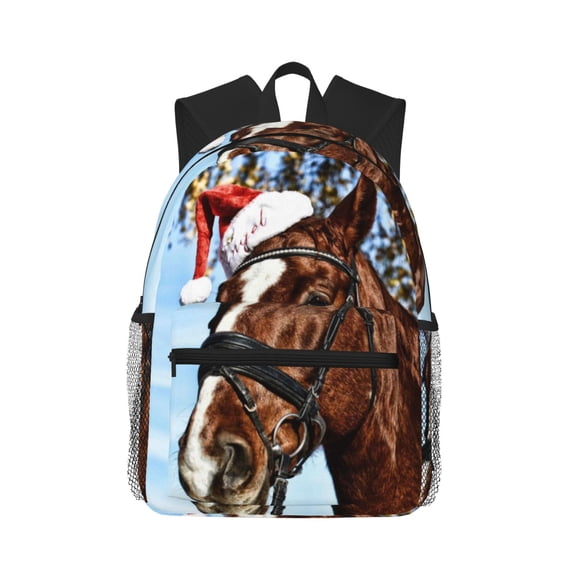 Gaeub Christmas Horse School Backpack Waterproof Bookbag for Men Women College High School Bags