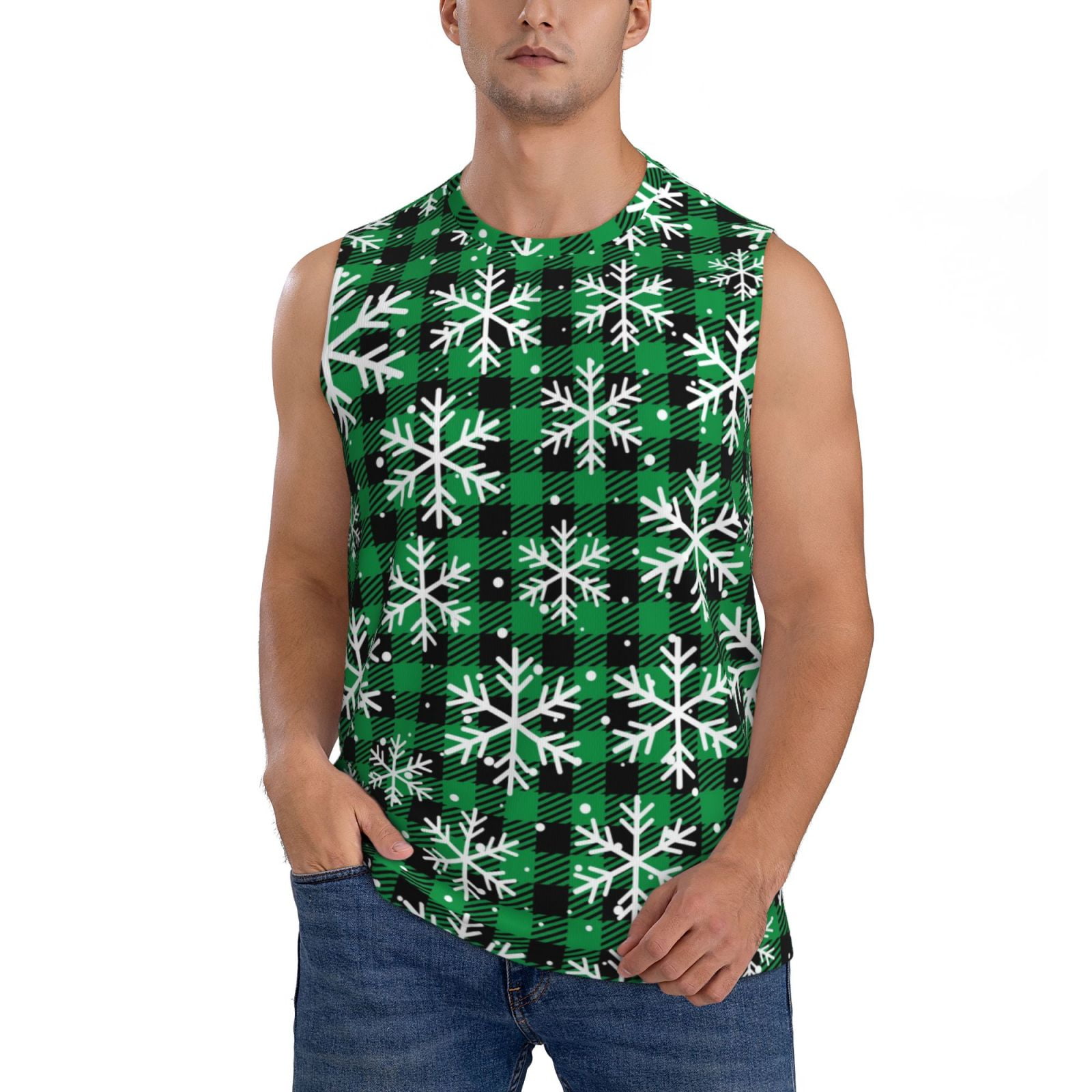 Gaeub Christmas Pattern At Buffalo Plaid Men's Sleeveless Muscle Shirts ...