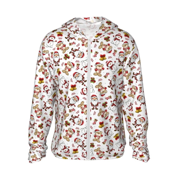 Gaeub Christmas Santa Cartoon Snowman Men's and Women's UPF 50+ Long-Sleeved Sun Protection Clothing, Fishing Shirt Long Sleeve Zip-XX-Large