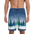 thumbnail image 1 of Gaeub Christmas Trees Printed Men's Short Pajama Pants, Lightweight Lounge & Sleep Bottoms Keep You Cool - Small, 1 of 9