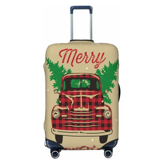 Gaeub Christmas Vintage Red Truck Elastic Luggage Cover with Concealed Zipper Dust-Proof Luggage Cover Protector - 18-32 inch - Large