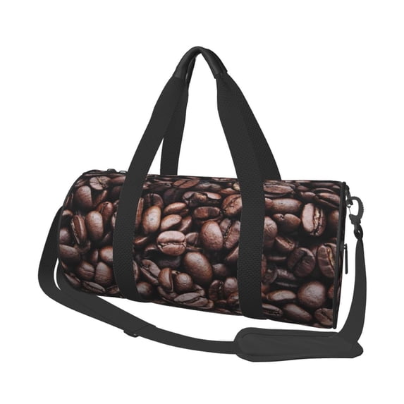 Gaeub Coffee Bean Lightweight Travel Cylinder Bag Gym Tote Bag Sports Training Duffle Bag with Pockets and Straps