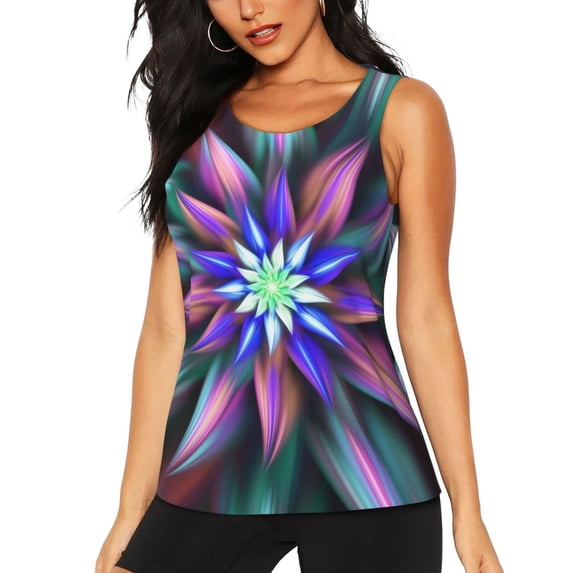 Gaeub Colored Abstract Women's Workout Tank Tops Lightweight Sleeveless Shirts for Women for Athletic Running Tennis Yoga - Medium