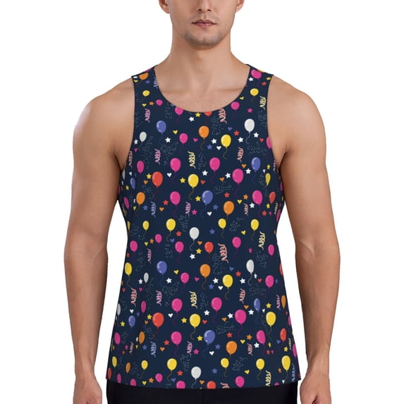 Gaeub Colored Balloons Men's Athletic Tank Top, Workout Sleeveless Shirts, Running Tank Tops for Gym, Running, Training - Large