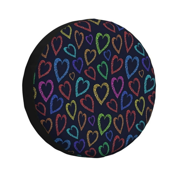 Gaeub Colored Hearts 14-17in Tire Cover, Spare Tire Cover, for Camper Caravan, Trailer, Car, Truck, SUV, Jeep - 17 inch