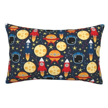 Gaeub Colorful Astronomy Print Double Sided Plush Decorative Throw Pillow Cover, Sofa Cushion Cover, Plush Cushion Cover，Excluding Pillow Core-14"x20"
