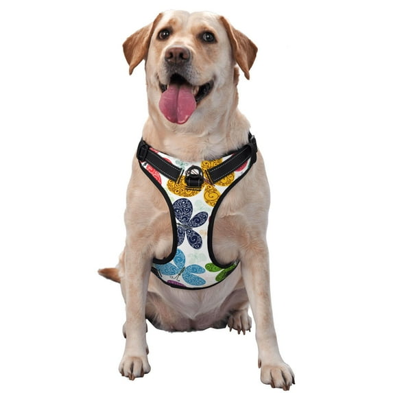 Gaeub Colorful Butterflies Gaeub Colorful Butterflies No Pull Dog Harness, Secure and Adjustable Pet Vest for Outdoor Activities - X-Large