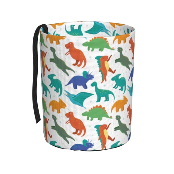 Gaeub Colorful Dinosaur Print Car Trash Can, Collapsible Trash Can for Car, Waterproof Car Garbage Can, Hanging Car Trash Can Bin