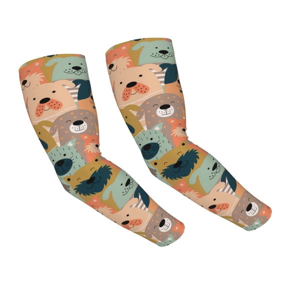 Gaeub Colorful Dogs Cooling Sleeves for Unsex, Arm Sleeves, UV Sun Protection Sleeve to Cover with Silicone Anti-Slip
