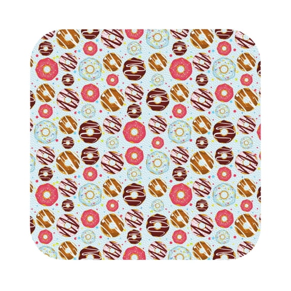 Gaeub Colorful Donuts Print 6 Pcs Leather Coasters for Drinks ,Drink Coasters Sets,Drink Table Cup Coasters for Living Room Kitchen Coffee Decor,Square