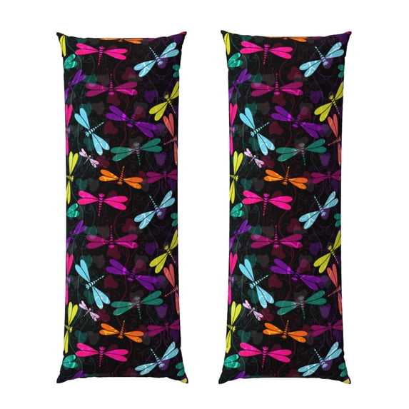 Gaeub Colorful Dragonflies Printed Long Body Pillowcase Envelope Closure 1 Pack Wrinkle for Night Sweats - 20x54 in