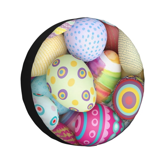 Gaeub Colorful Easter Eggs 14-17in Tire Cover, Spare Tire Cover, for Camper Caravan, Trailer, Car, Truck, SUV, Jeep - 16 inch