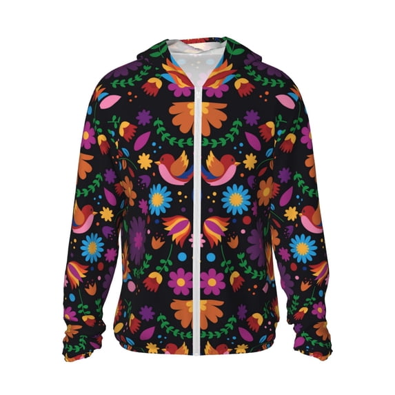 Gaeub Colorful Floral2 Men's and Women's UPF 50+ Long-Sleeved Sun Protection Clothing, Fishing Shirt Long Sleeve Zip - XX-Large