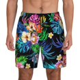 thumbnail image 1 of Gaeub Colorful Flowers Mens Swim Trunks Stretch Beach Shorts Quick Dry for Men Swim Shorts Swimwear with Pockets- Large, 1 of 9