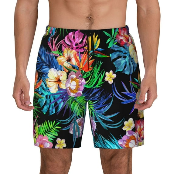 Gaeub Colorful Flowers Mens Swim Trunks Stretch Beach Shorts Quick Dry for Men Swim Shorts Swimwear with Pockets- X-Large