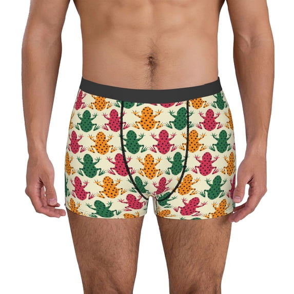 Gaeub Colorful Frogs Print Men's Boxer Briefs,Super Fit Boxer Briefs for Men,Quick-Dry Underwear with 4-Way Stretch-Medium
