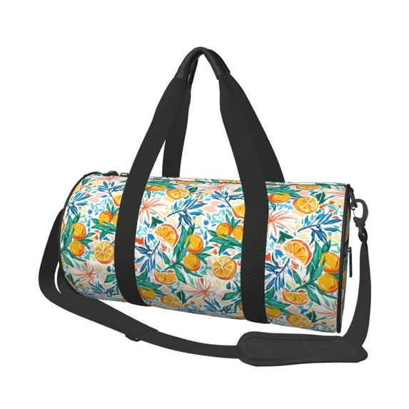 Gaeub Colorful Fruits Lightweight Travel Cylinder Bag Gym Tote Bag Sports Training Duffle Bag with Pockets and Straps