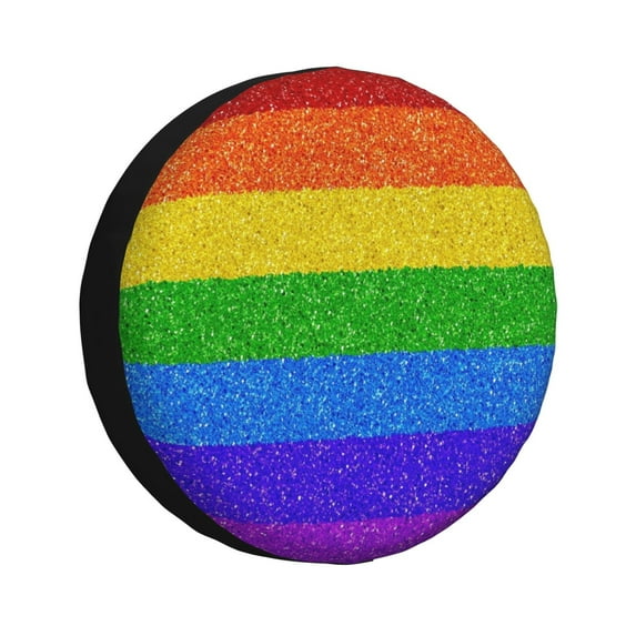 Gaeub Colorful Glitter Rainbow 14-17in Tire Cover, Spare Tire Cover, for Camper Caravan, Trailer, Car, Truck, SUV, Jeep - 14 inch