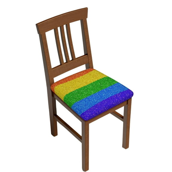 Gaeub Colorful Glitter Rainbow Square Chair Seat Covers, Stretch Fitted Printed Chair Seat Cushion Cover for Kitchen, Office - One Size