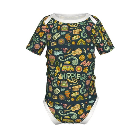 Gaeub Colorful Hippie Print Infant Climbing Onesie,Toddler Outfit,Newborn Baby Bodysuit,Baby Boy Girl Clothes -2 Years
