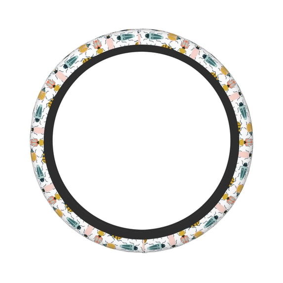 Gaeub Colorful Insects Breathable Stretch Elastic Steering Wheel Cover, Cool in Summer and Warm in Winter, Universal 15 inch