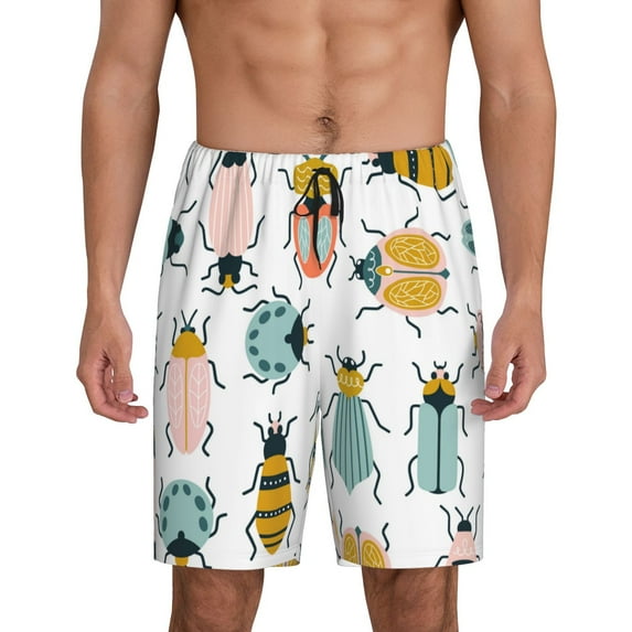 Gaeub Colorful Insects Printed Men's Short Pajama Pants, Lightweight Lounge & Sleep Bottoms Keep You Cool - 4X-Large